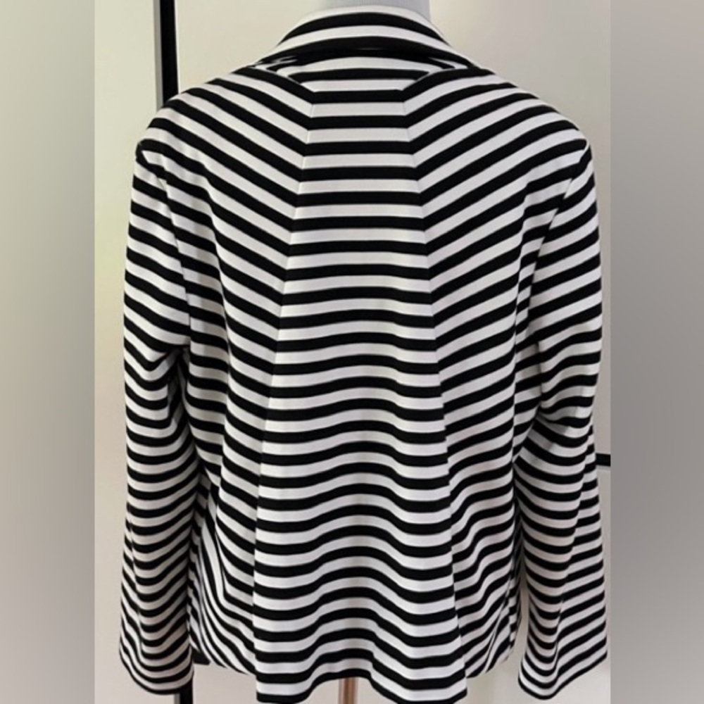 Chico’s Jacket - Black & White Striped Open-Front Jacket - Picture 4 of 11